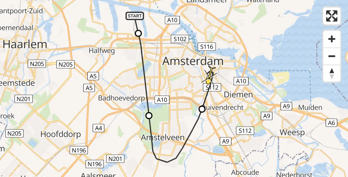 Routekaart van de vlucht: Lifeliner 1 naar Amsterdam, Maltaweg