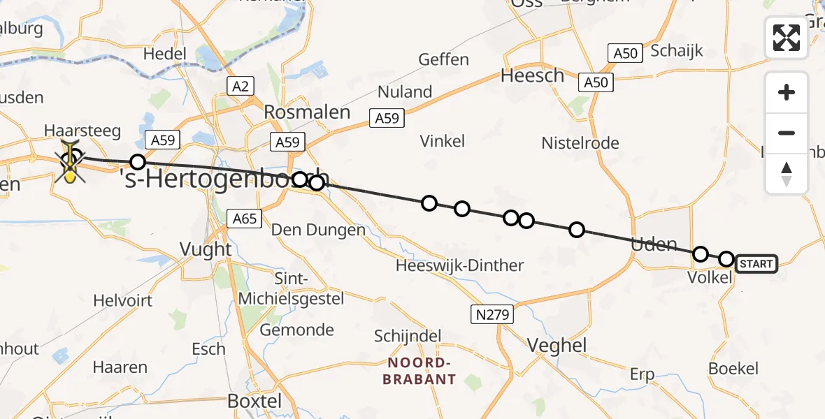 Routekaart van de vlucht: Lifeliner 3 naar Vlijmen, Venstraat