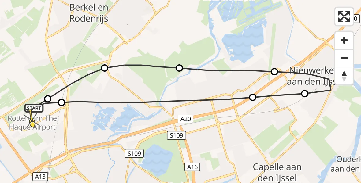 Routekaart van de vlucht: Lifeliner 2 naar Rotterdam The Hague Airport, Soesterbergstraat