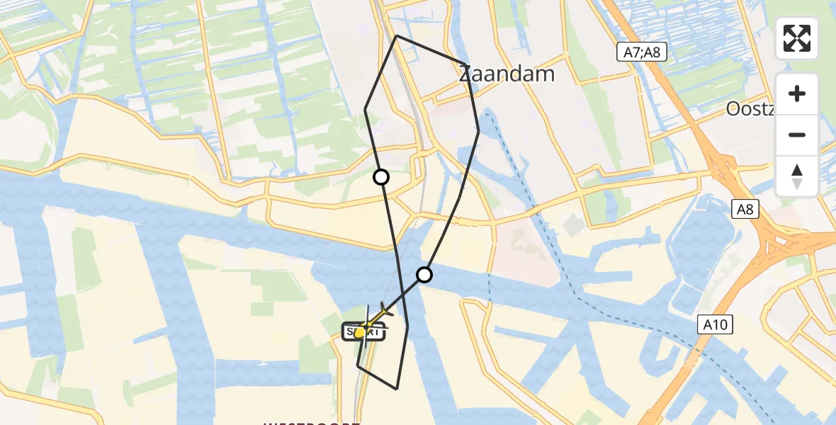 Routekaart van de vlucht: Lifeliner 1 naar Amsterdam Heliport, Maltaweg