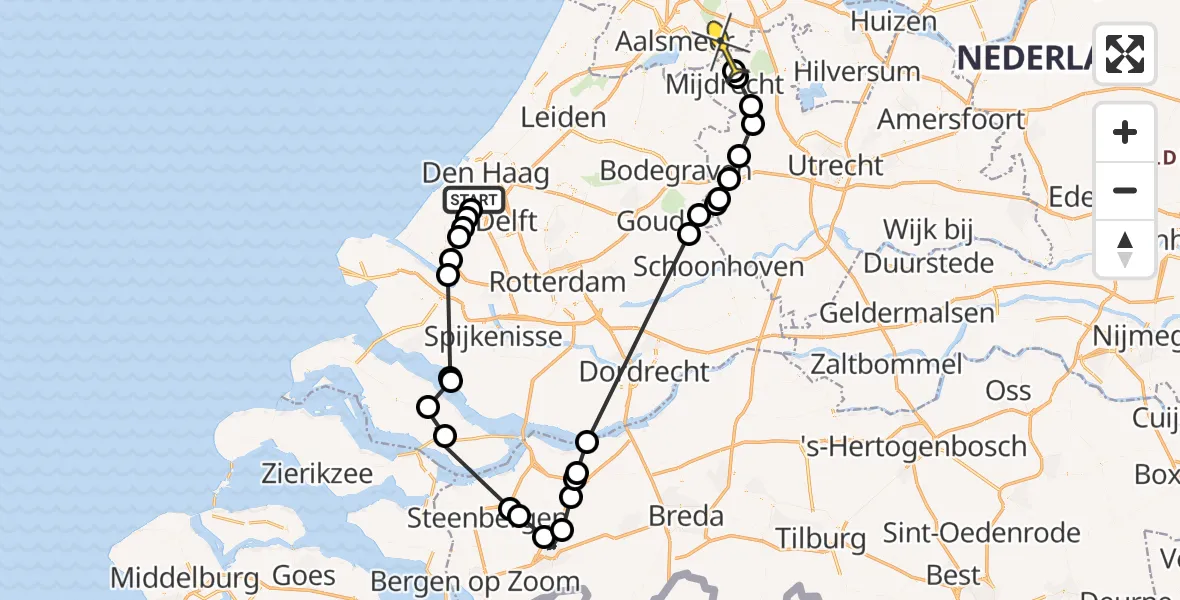 Routekaart van de vlucht: Politieheli naar Amstelveen, Kristiansandstraat