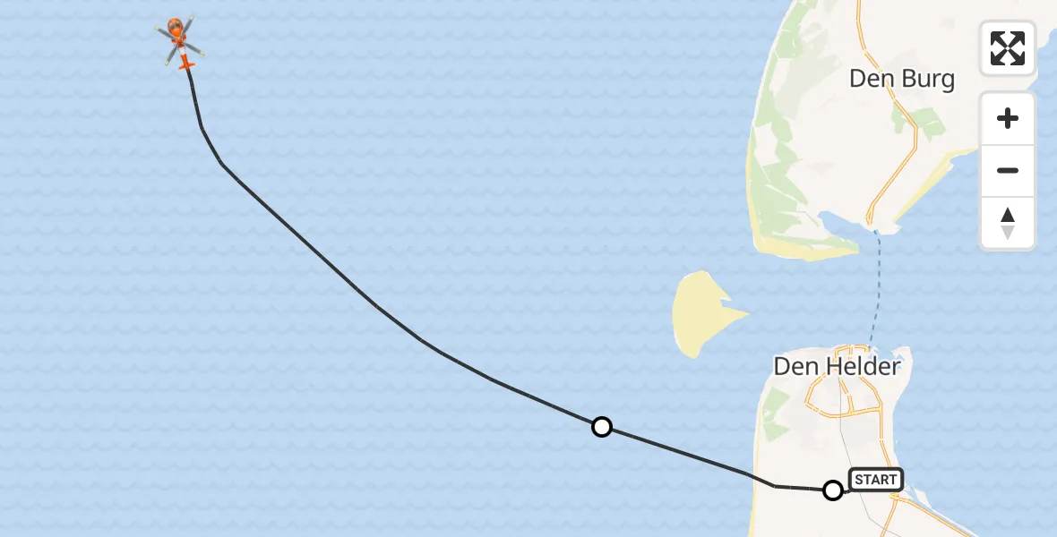 Vluchtroute Kustwachthelikopter Vliegveld De Kooy - , 16 november 2024, 13:15