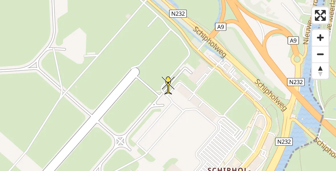 Vluchtroute Politiehelikopter van Schiphol naar Schiphol