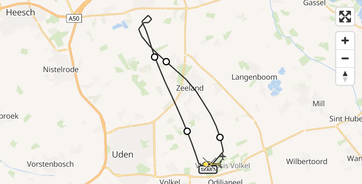 Routekaart van de vlucht: Lifeliner 3 naar Vliegbasis Volkel, Zeelandsedijk