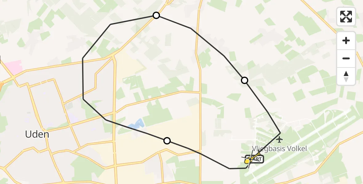 Routekaart van de vlucht: Lifeliner 3 naar Vliegbasis Volkel, Zeelandsedijk