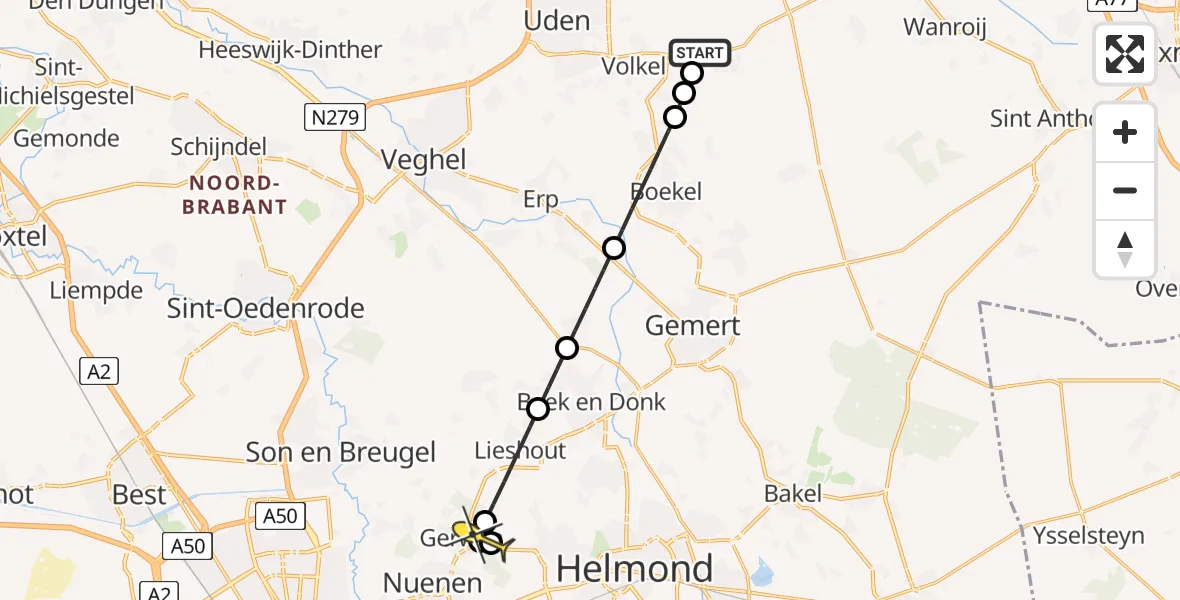 Routekaart van de vlucht: Lifeliner 3 naar Nuenen, Oosterheidestraat