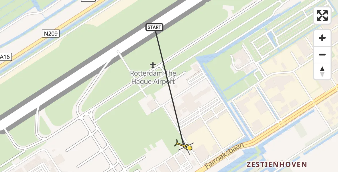 Routekaart van de vlucht: Lifeliner 2 naar Rotterdam The Hague Airport, Brandenburgbaan