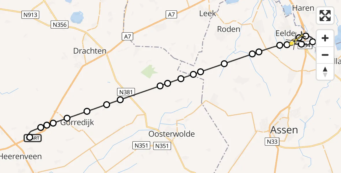 Routekaart van de vlucht: Lifeliner 4 naar Groningen Airport Eelde, Pastoriesingel