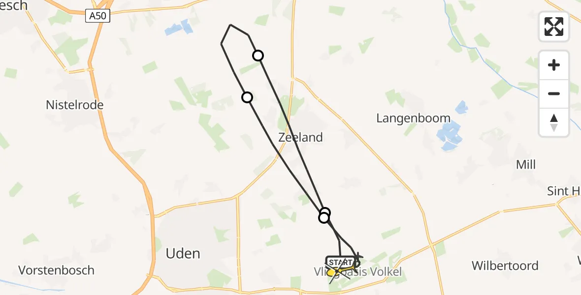 Routekaart van de vlucht: Lifeliner 3 naar Vliegbasis Volkel, Houtvennen