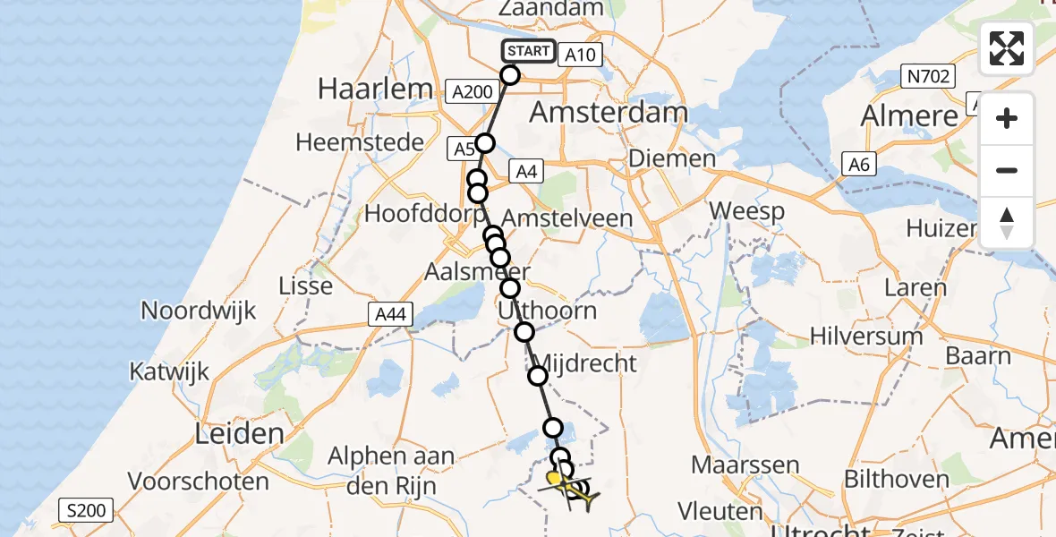 Routekaart van de vlucht: Lifeliner 1 naar Zegveld, Hornweg