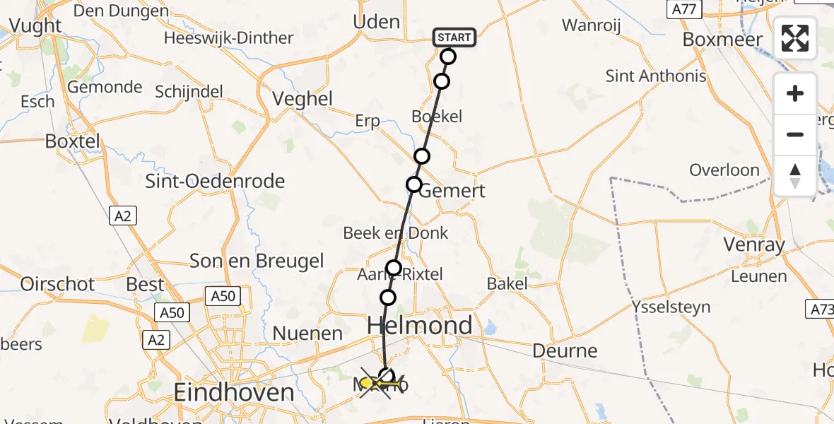 Routekaart van de vlucht: Lifeliner 3 naar Mierlo, Oosterheidestraat