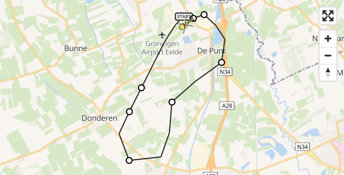 Routekaart van de vlucht: Lifeliner 4 naar Groningen Airport Eelde, Moespot