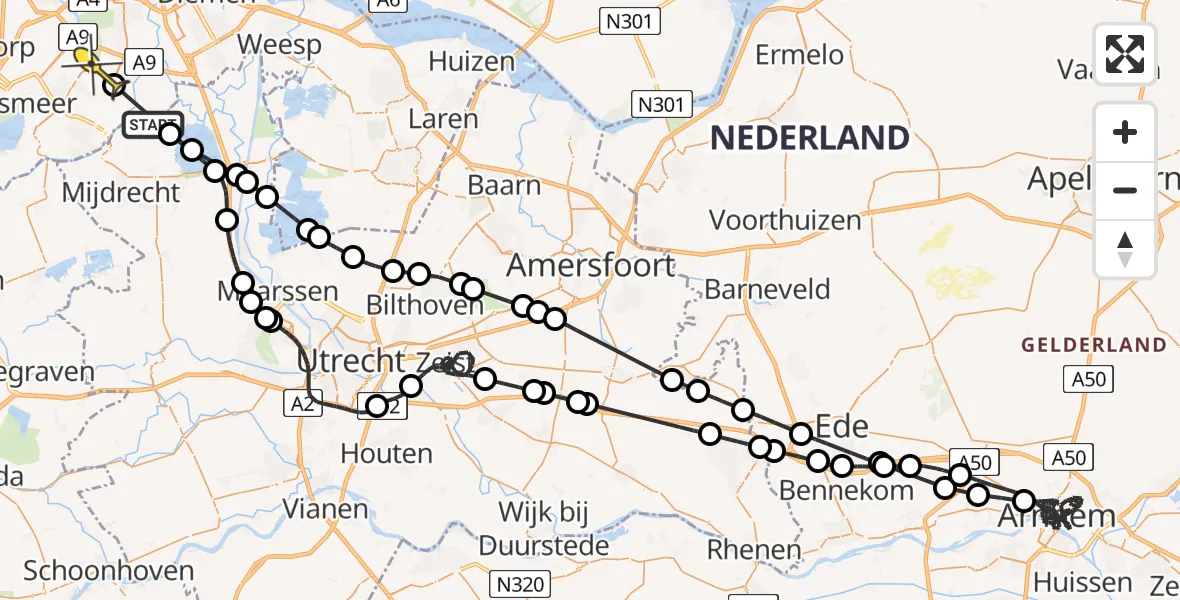 Routekaart van de vlucht: Politieheli naar Amstelveen, Botsholsedijk