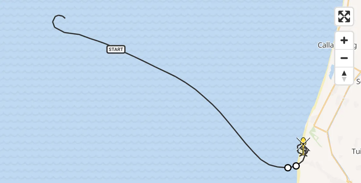 Routekaart van de vlucht: Kustwachthelikopter naar Schoorl, Hondsbosscheweg