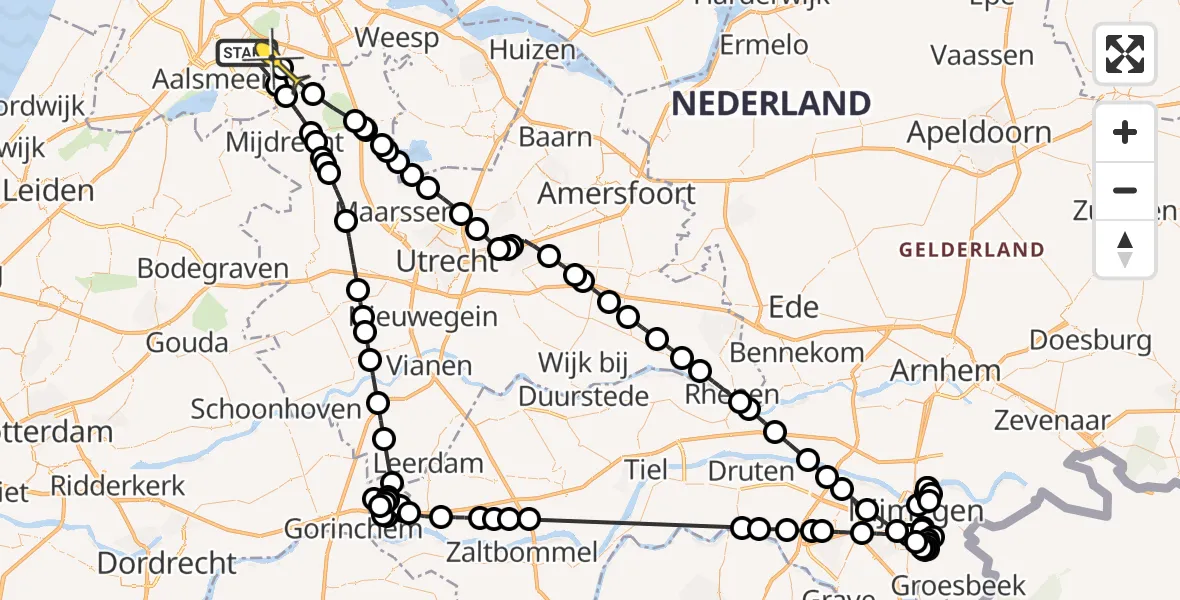 Routekaart van de vlucht: Politieheli naar Amstelveen, Middenweg Bovenkerker Polder