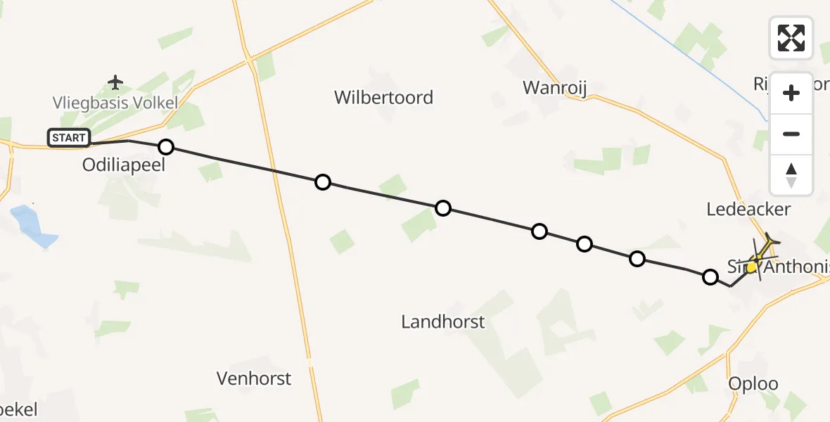 Routekaart van de vlucht: Lifeliner 3 naar Sint Anthonis, Nieuwedijk