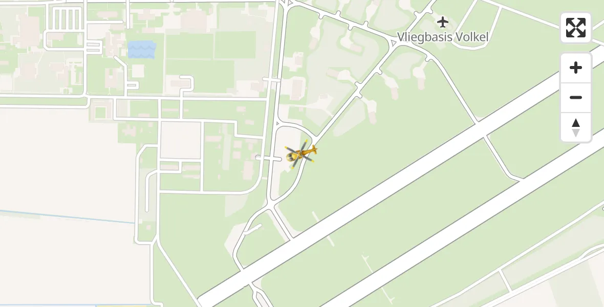 Vluchtroute Traumahelikopter van Vliegbasis Volkel naar Vliegbasis Volkel