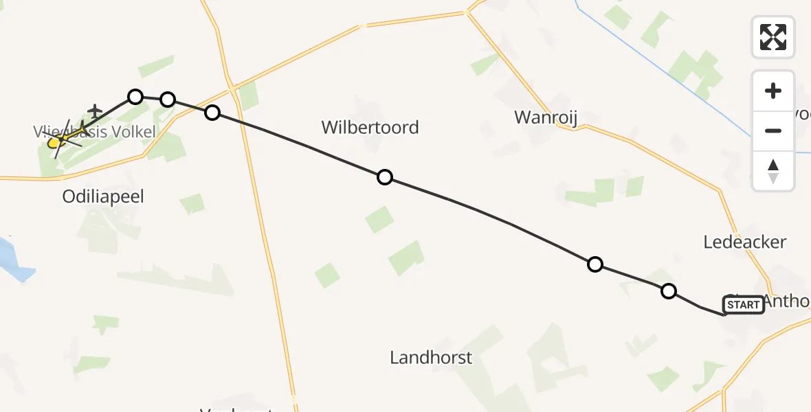 Routekaart van de vlucht: Lifeliner 3 naar Vliegbasis Volkel, Ullingen