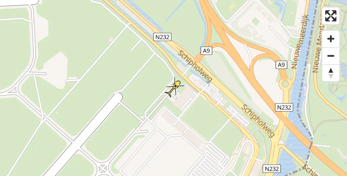 Vluchtroute Politiehelikopter van Schiphol naar Schiphol
