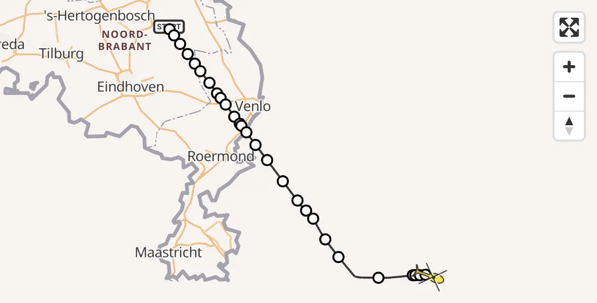 Routekaart van de vlucht: Traumahelikopter naar Sankt Augustin, Rouwstraat