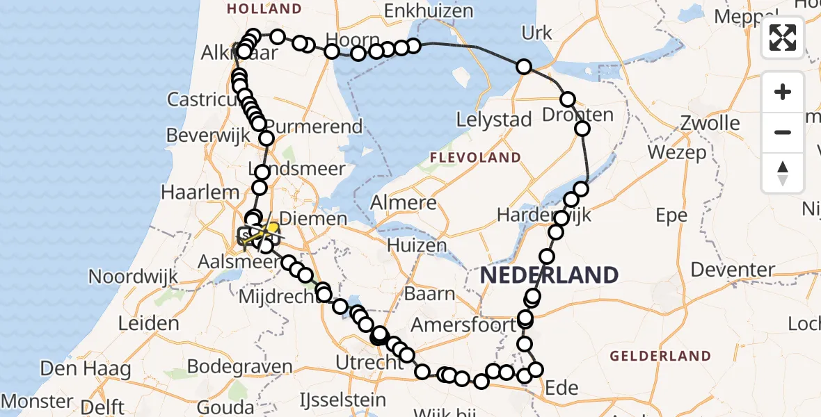 Routekaart van de vlucht: Politieheli naar Schiphol, Van Weerden-Poelmanweg