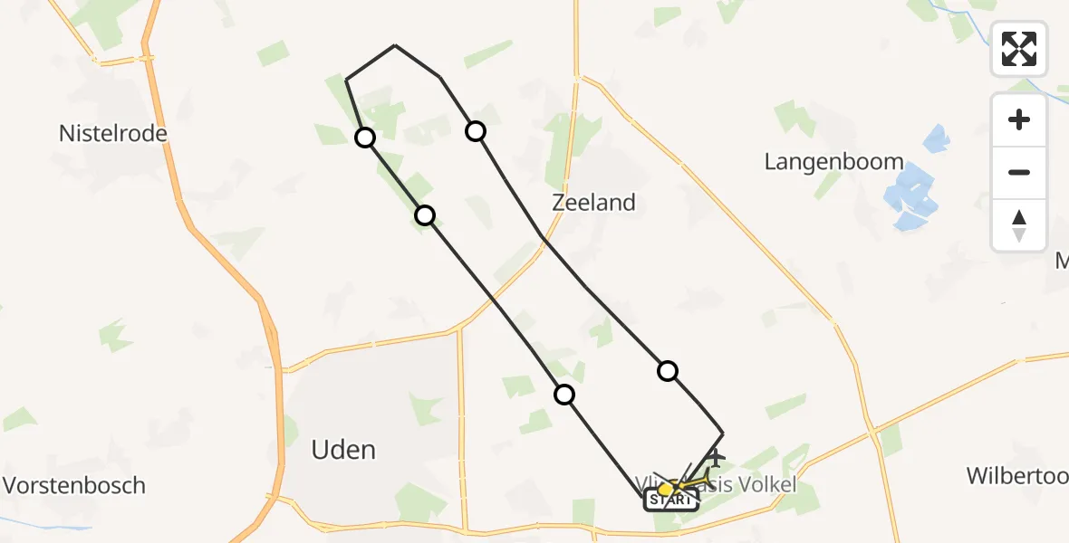 Routekaart van de vlucht: Lifeliner 3 naar Vliegbasis Volkel, Zeelandsedijk