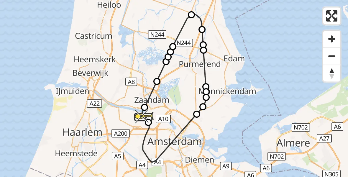 Routekaart van de vlucht: Lifeliner 1 naar Amsterdam Heliport, Stromboliweg