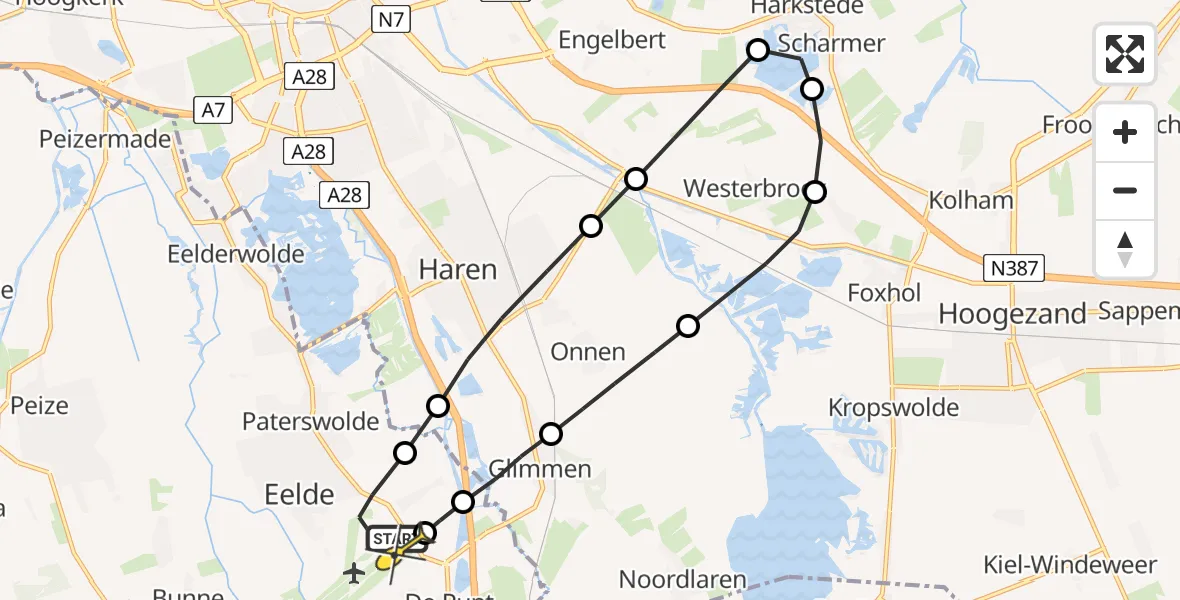 Routekaart van de vlucht: Lifeliner 4 naar Groningen Airport Eelde, Langesteeg