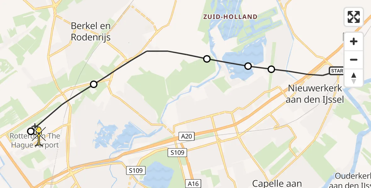 Routekaart van de vlucht: Lifeliner 2 naar Rotterdam The Hague Airport, Hoogeveenenweg