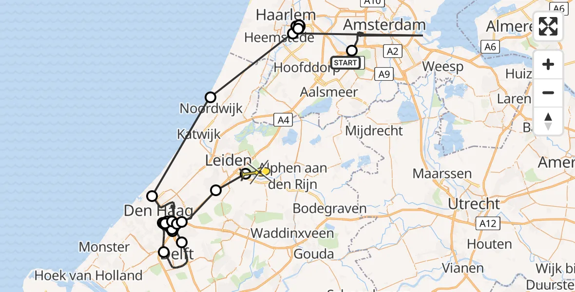 Routekaart van de vlucht: Politieheli naar Leiderdorp, Cateringweg