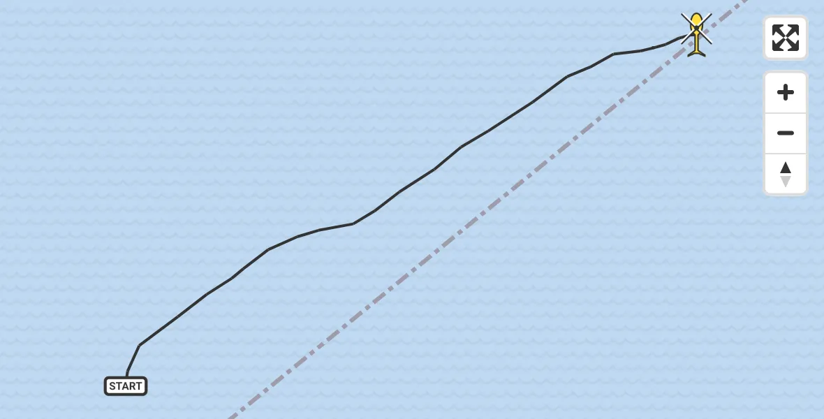 Routekaart van de vlucht: Kustwachthelikopter naar Den Hoorn