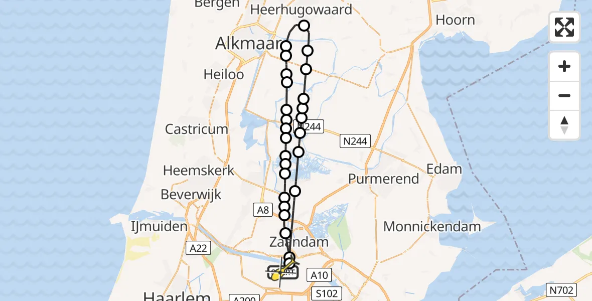 Routekaart van de vlucht: Lifeliner 1 naar Amsterdam Heliport, Elbaweg