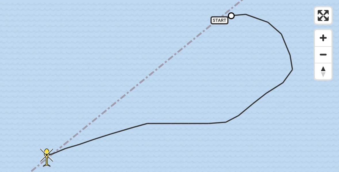 Routekaart van de vlucht: Kustwachthelikopter naar Den Helder, Gat van de Stier