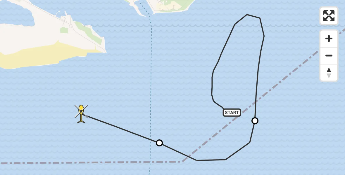 Routekaart van de vlucht: Kustwachthelikopter naar Den Hoorn, Veerhaven