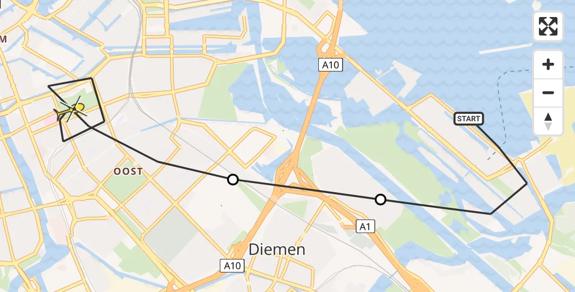 Routekaart van de vlucht: Lifeliner 1 naar Amsterdam, Wim Noordhoekkade