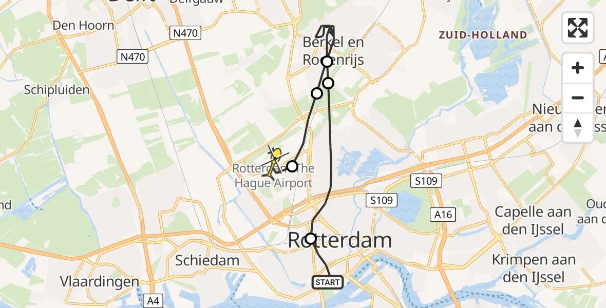 Routekaart van de vlucht: Lifeliner 2 naar Rotterdam The Hague Airport, Adrianastraat