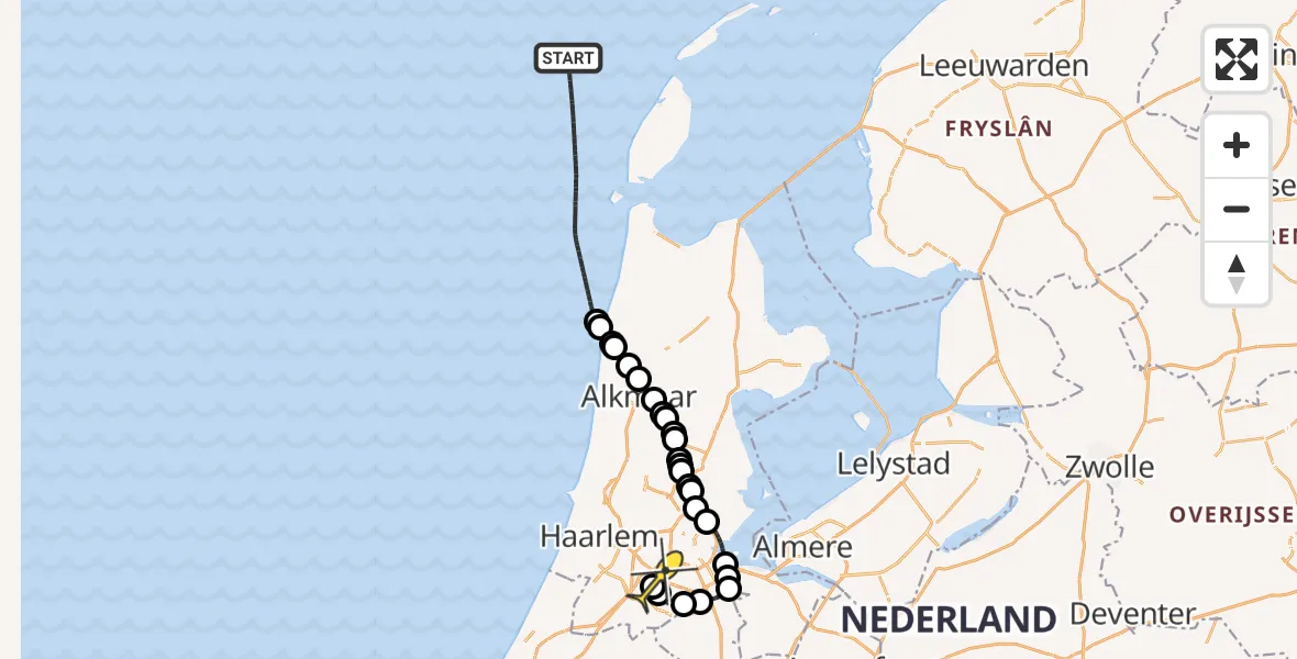 Routekaart van de vlucht: Politieheli naar Schiphol, Thermiekstraat