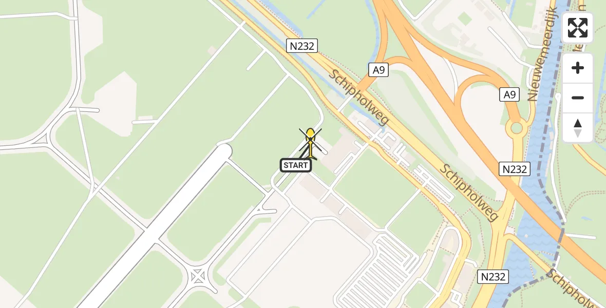 Routekaart van de vlucht: Politiehelikopter naar Schiphol, Loevesteinse Randweg