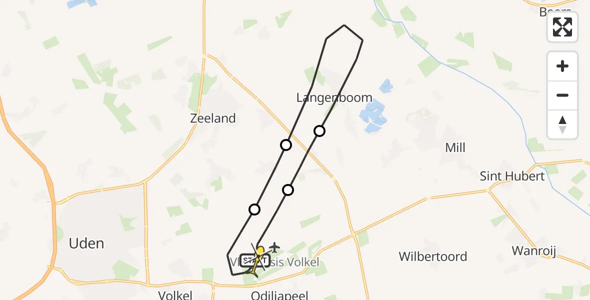 Routekaart van de vlucht: Lifeliner 3 naar Vliegbasis Volkel, Zeelandsedijk