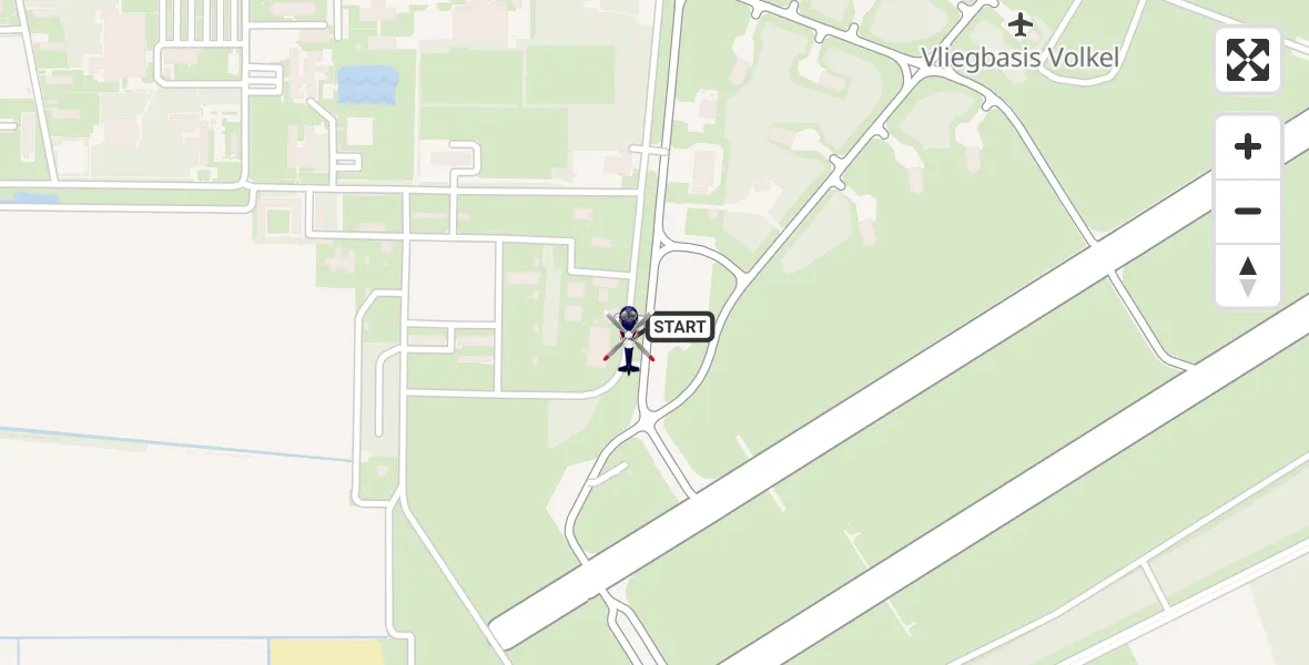Vluchtroute Politiehelikopter van Vliegbasis Volkel naar Vliegbasis Volkel