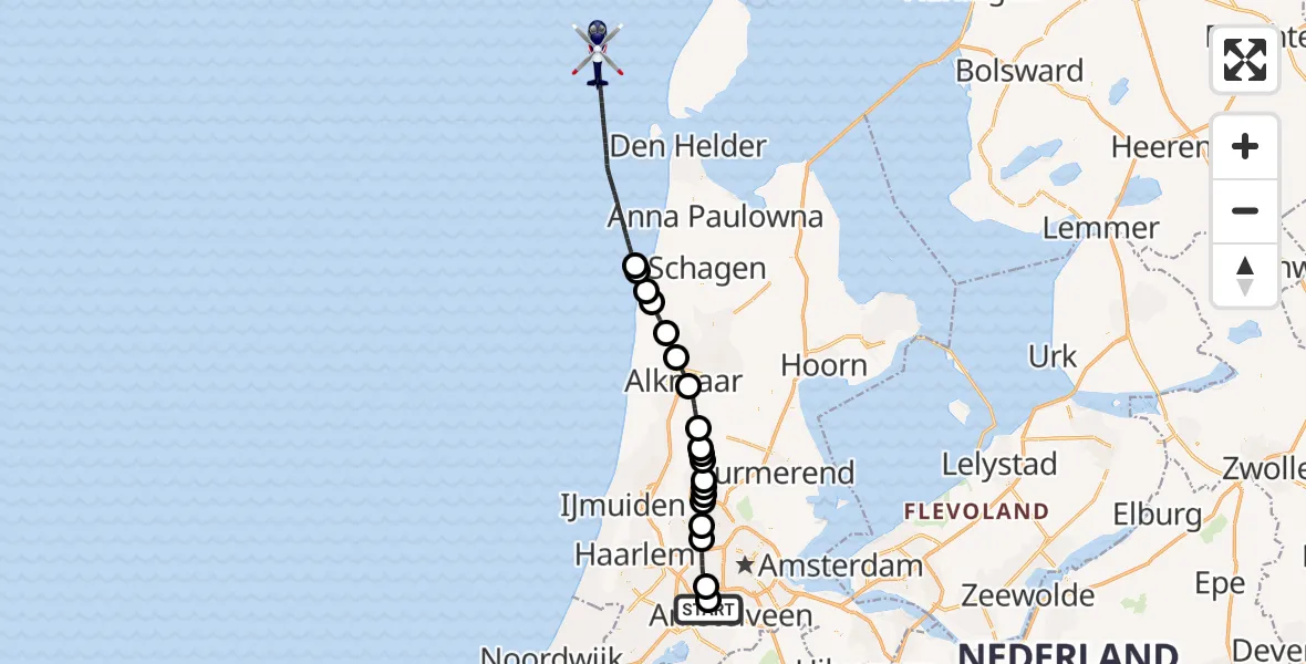 Vluchtroute Politiehelikopter Schiphol - , 19 november 2024, 14:05