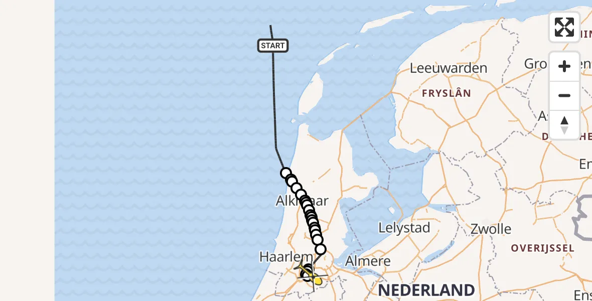 Vluchtroute Politiehelikopter van  naar Schiphol