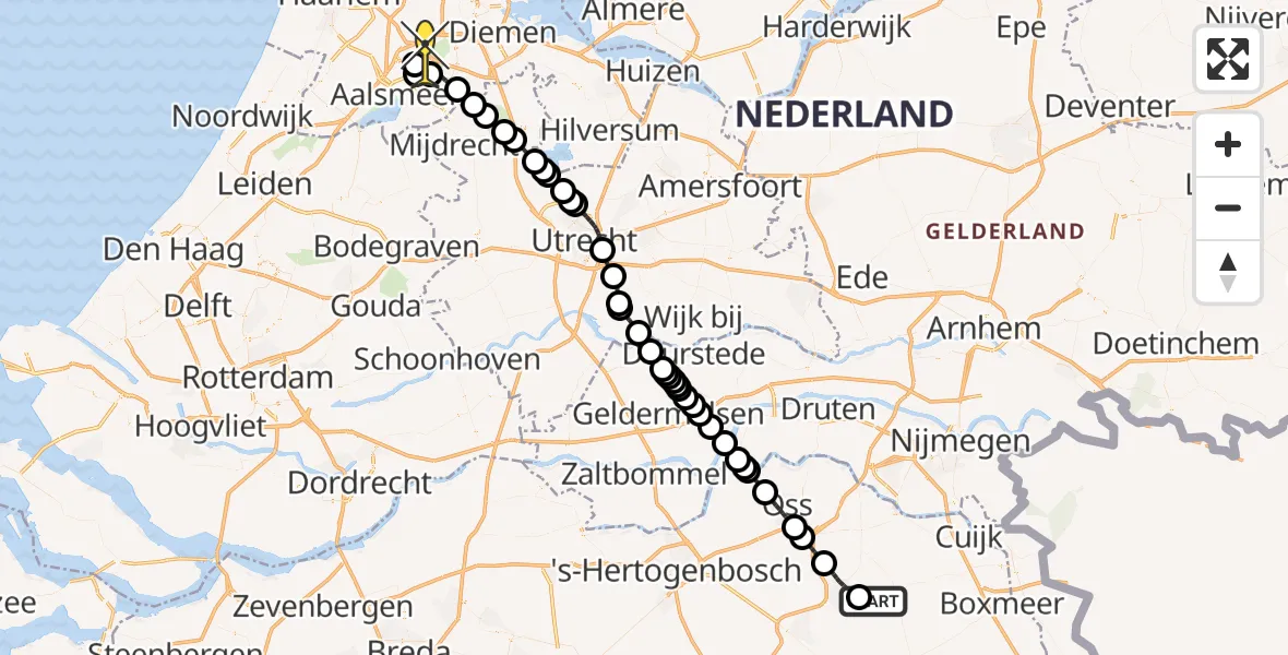 Routekaart van de vlucht: Politieheli naar Schiphol, Zeelandsedijk