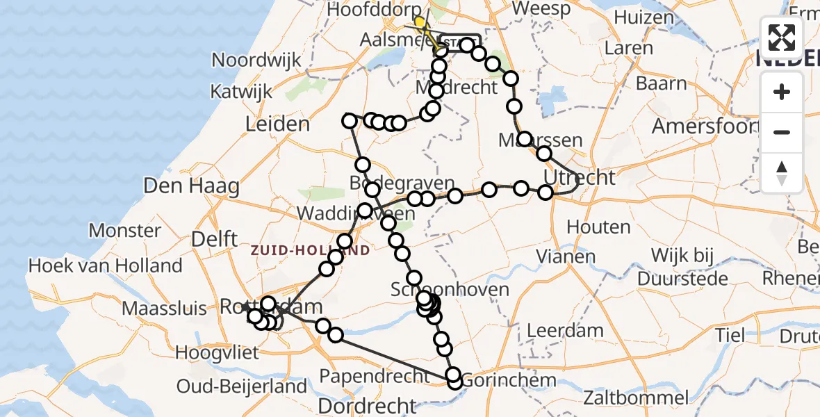 Routekaart van de vlucht: Politieheli naar Amstelveen, Meentsloot