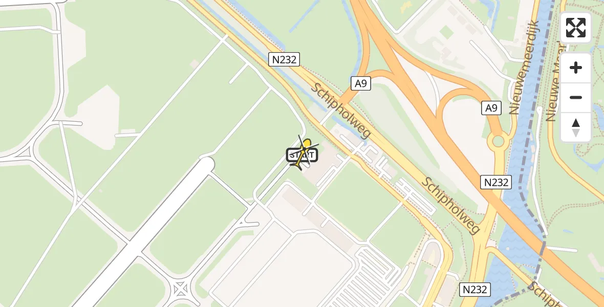 Routekaart van de vlucht: Politiehelikopter naar Schiphol, Loevesteinse Randweg