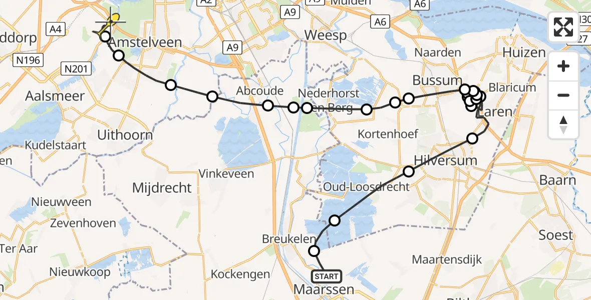 Routekaart van de vlucht: Politieheli naar Schiphol, Scheendijk