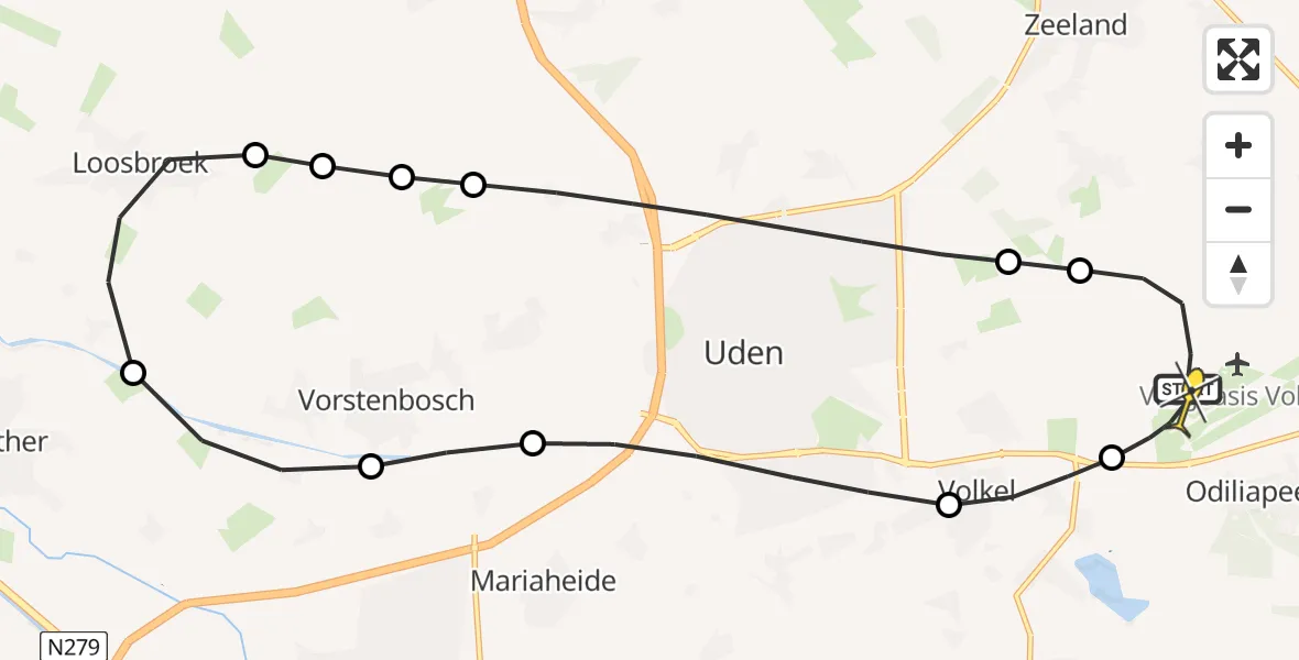 Routekaart van de vlucht: Lifeliner 3 naar Vliegbasis Volkel, Houtvennen