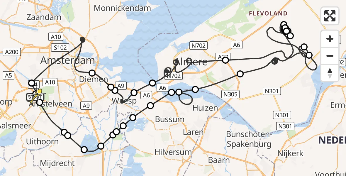 Routekaart van de vlucht: Politieheli naar Schiphol, Schipholdijk