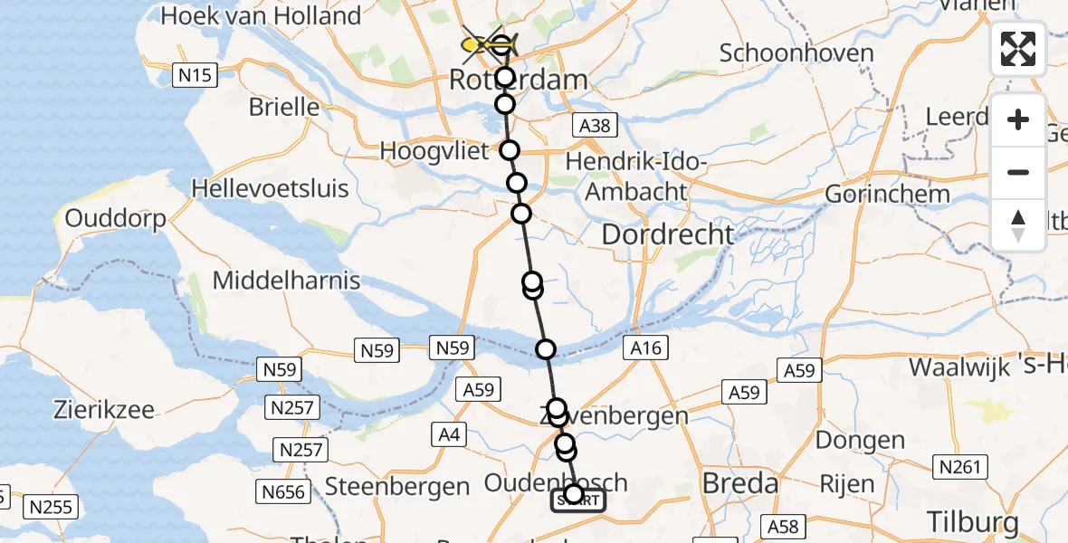 Routekaart van de vlucht: Lifeliner 2 naar Rotterdam The Hague Airport, Jan Teunisstraat