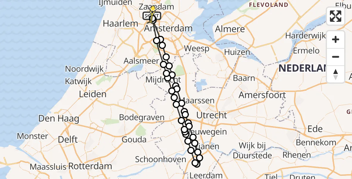 Routekaart van de vlucht: Lifeliner 1 naar Amsterdam Heliport, Maltaweg